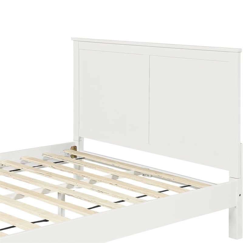 Winston Wooden Platform Bed in White Queen
