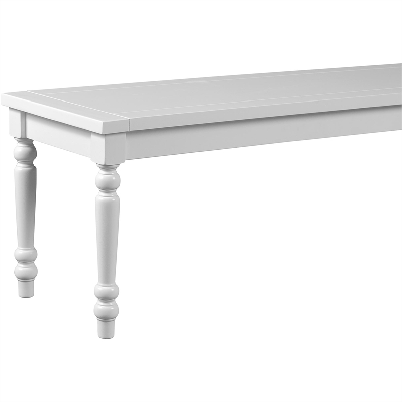 Philippe Wood Seat Dining Bench White with Turned Legs