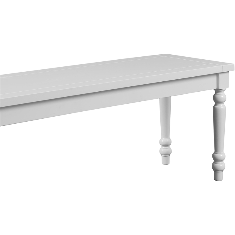 Philippe Wood Seat Dining Bench White with Turned Legs