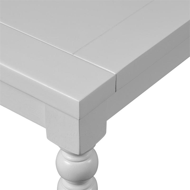Philippe Wood Seat Dining Bench White with Turned Legs