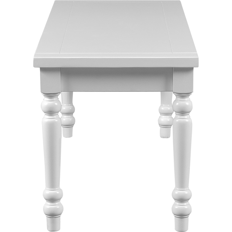 Philippe Wood Seat Dining Bench White with Turned Legs