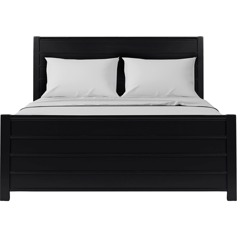 Caroline Wooden Platform Bed in Black King with 2 Nightstands