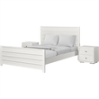 Caroline Wooden Platform Bed in White Queen with 2 Nightstands