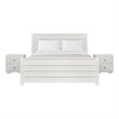 Caroline Wooden Platform Bed in White Queen with 2 Nightstands