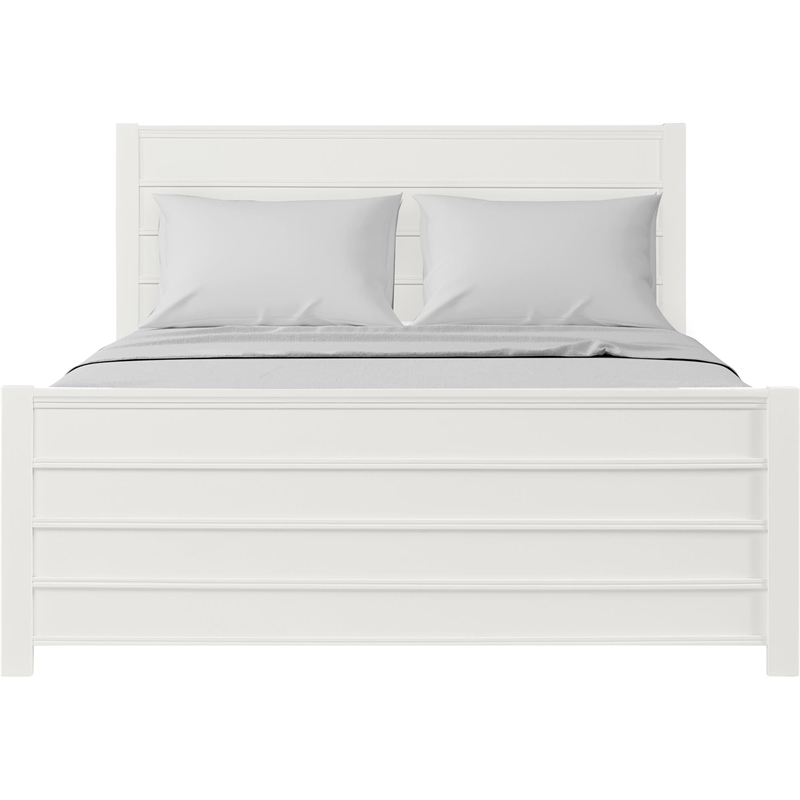 Caroline Wooden Platform Bed in White King with 2 Nightstands