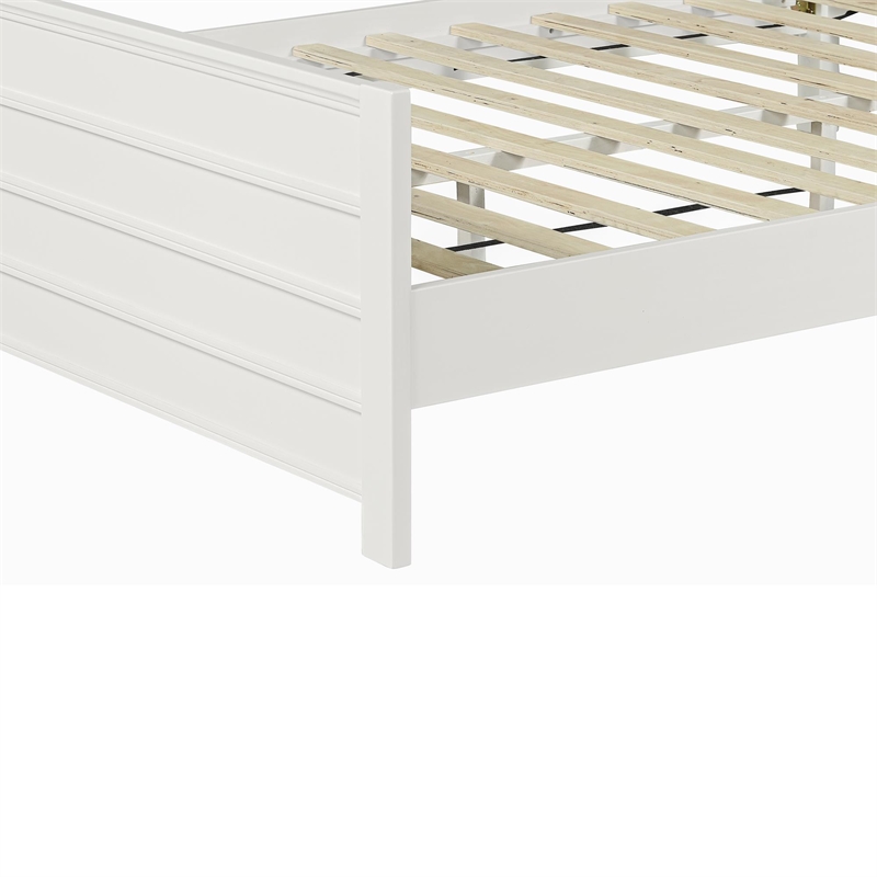 Caroline Wooden Platform Bed in White King with 2 Nightstands