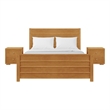Caroline Wooden Platform Bed in Oak Queen with 2 Nightstands