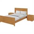 Caroline Wooden Platform Bed in Oak King with 2 Nightstands