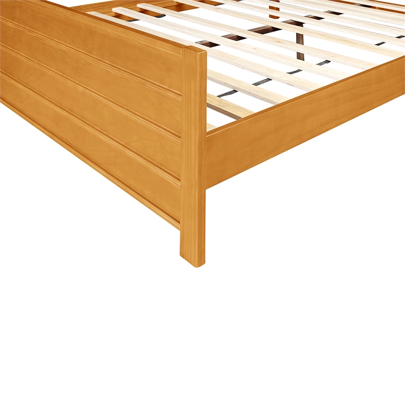 Caroline Wooden Platform Bed in Oak King with 2 Nightstands