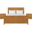 Caroline Wooden Platform Bed in Oak King with 2 Nightstands