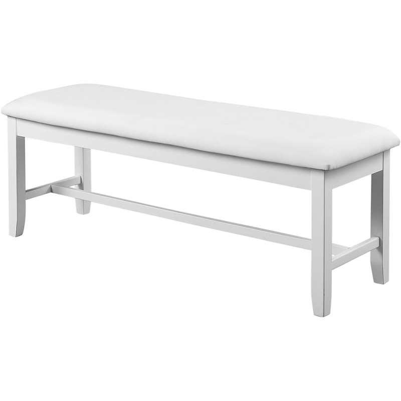 Kendal Upholstered Faux Leather Dining Bench White with Straight Legs