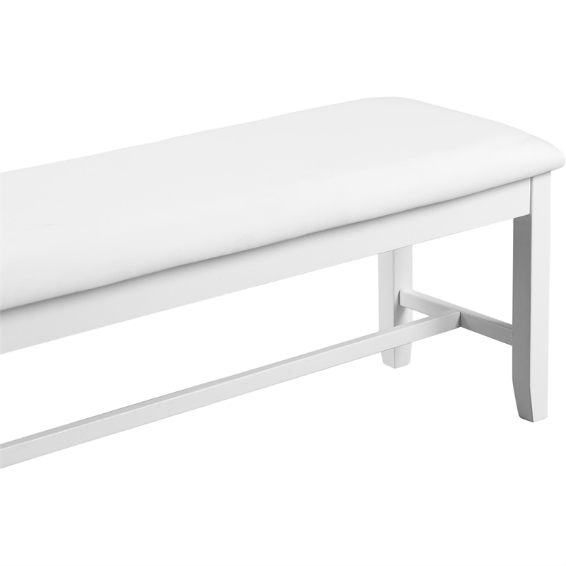Kendal Upholstered Faux Leather Dining Bench White with Straight Legs