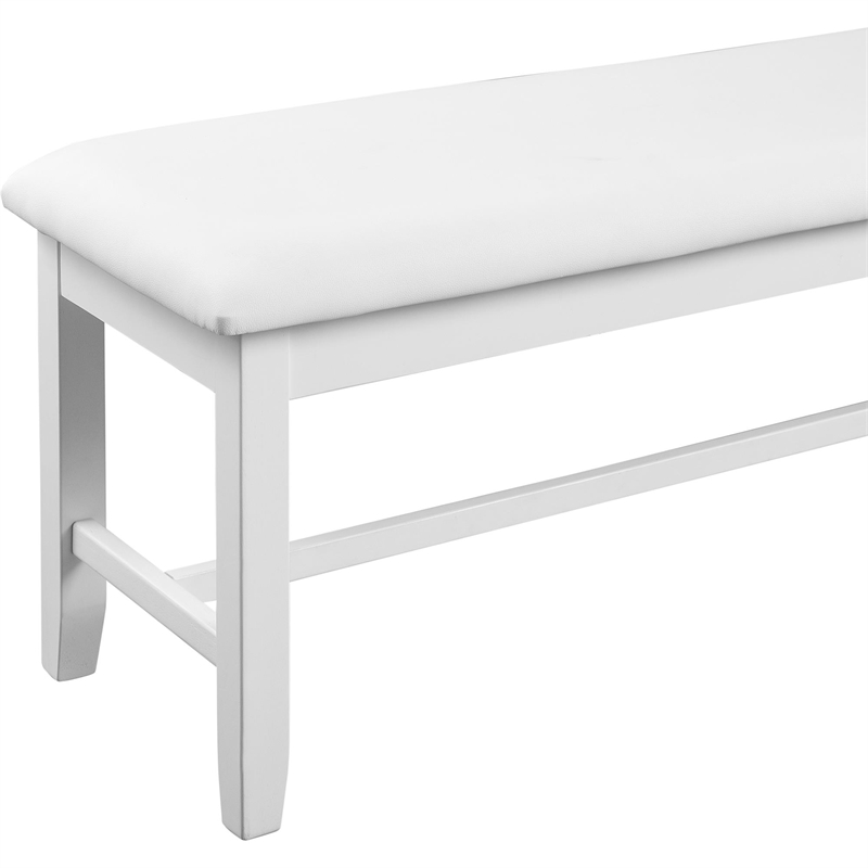 Kendal Upholstered Faux Leather Dining Bench White with Straight Legs