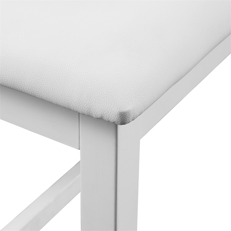Kendal Upholstered Faux Leather Dining Bench White with Straight Legs