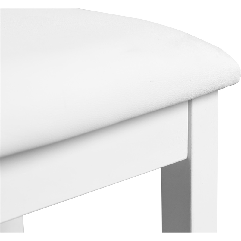 Kendal Upholstered Faux Leather Dining Bench White with Straight Legs