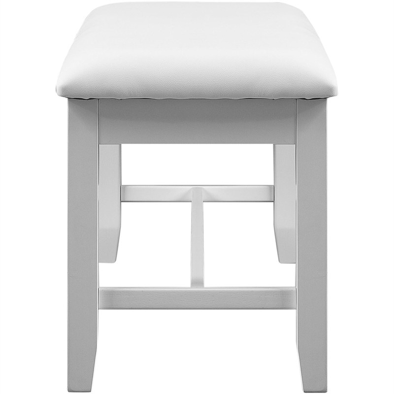 Kendal Upholstered Faux Leather Dining Bench White with Straight Legs