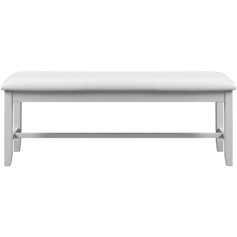 Kendal Upholstered Faux Leather Dining Bench White with Straight Legs