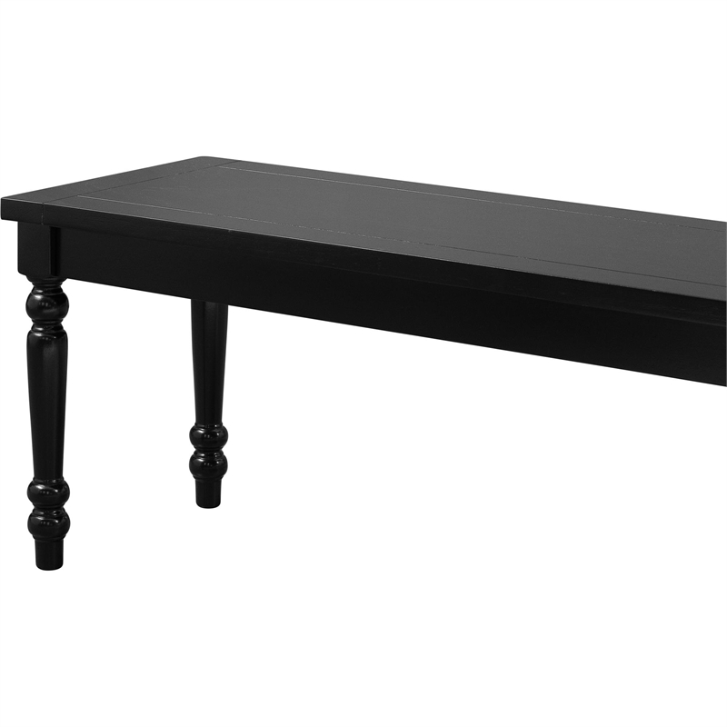 Philippe Wood Seat Dining Bench Black with Turned Legs