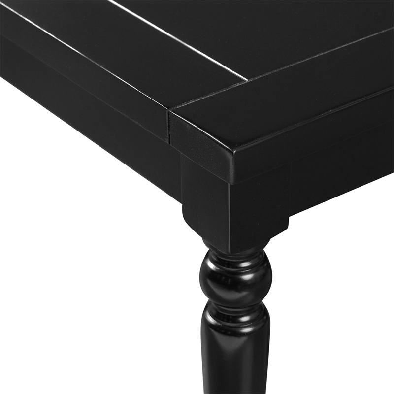 Philippe Wood Seat Dining Bench Black with Turned Legs
