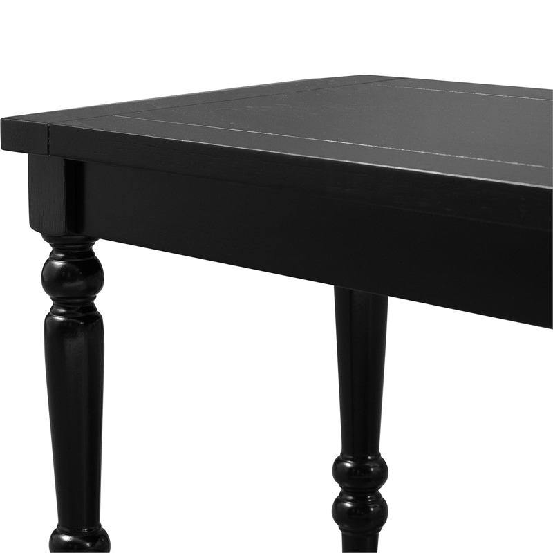Philippe Wood Seat Dining Bench Black with Turned Legs