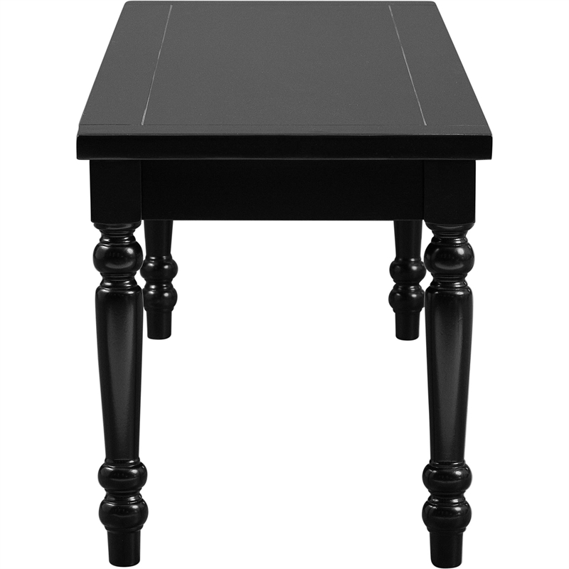 Philippe Wood Seat Dining Bench Black with Turned Legs