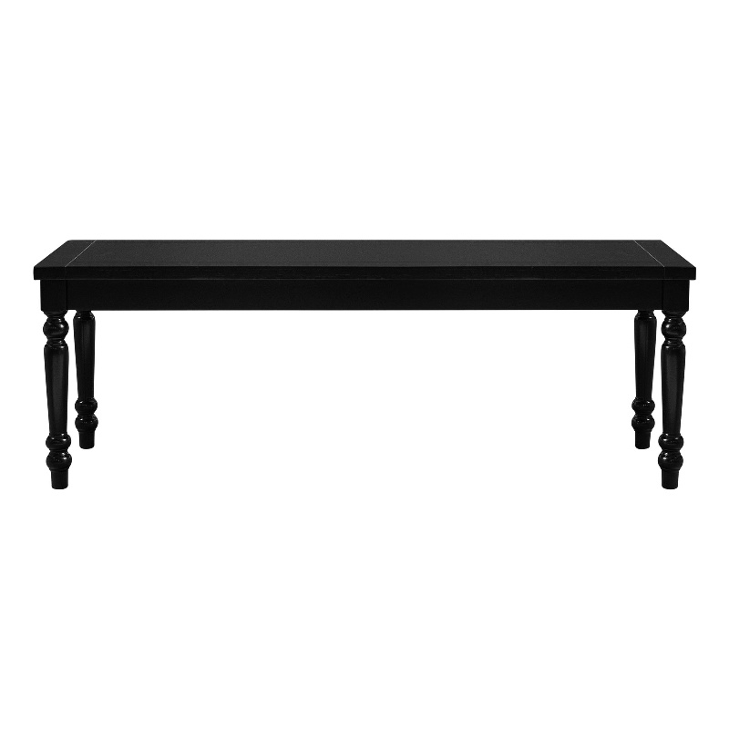 Philippe Wood Seat Dining Bench Black with Turned Legs