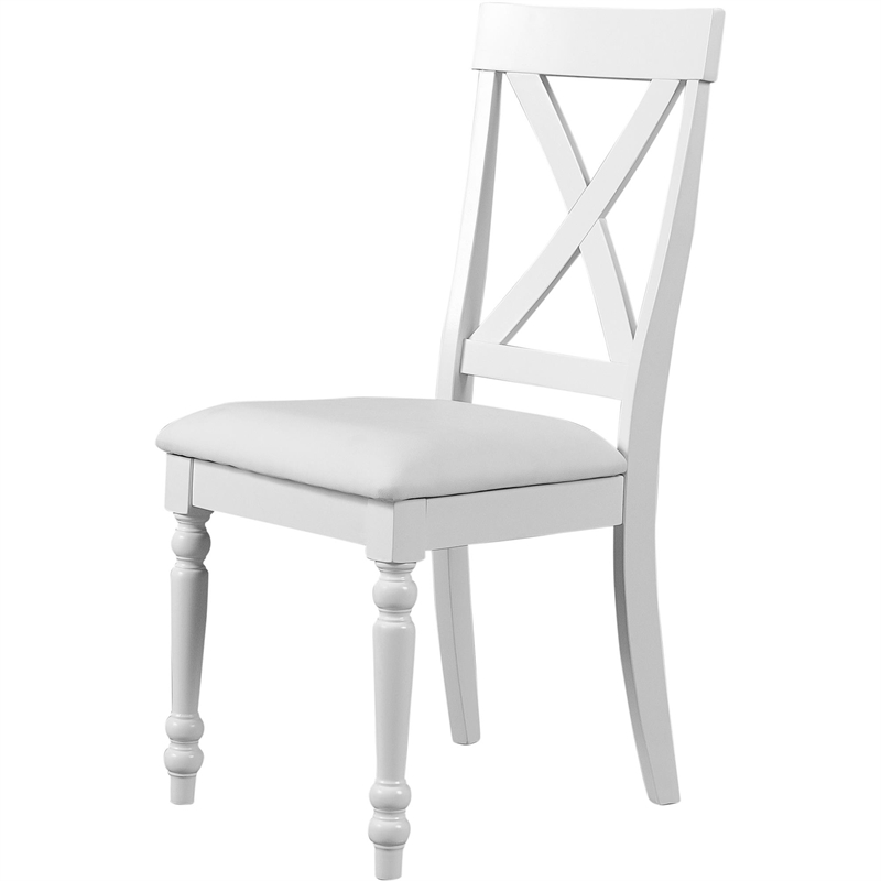 Philippe Upholstered Faux Leather Dining Chair (Set of 2) White with Cross Back