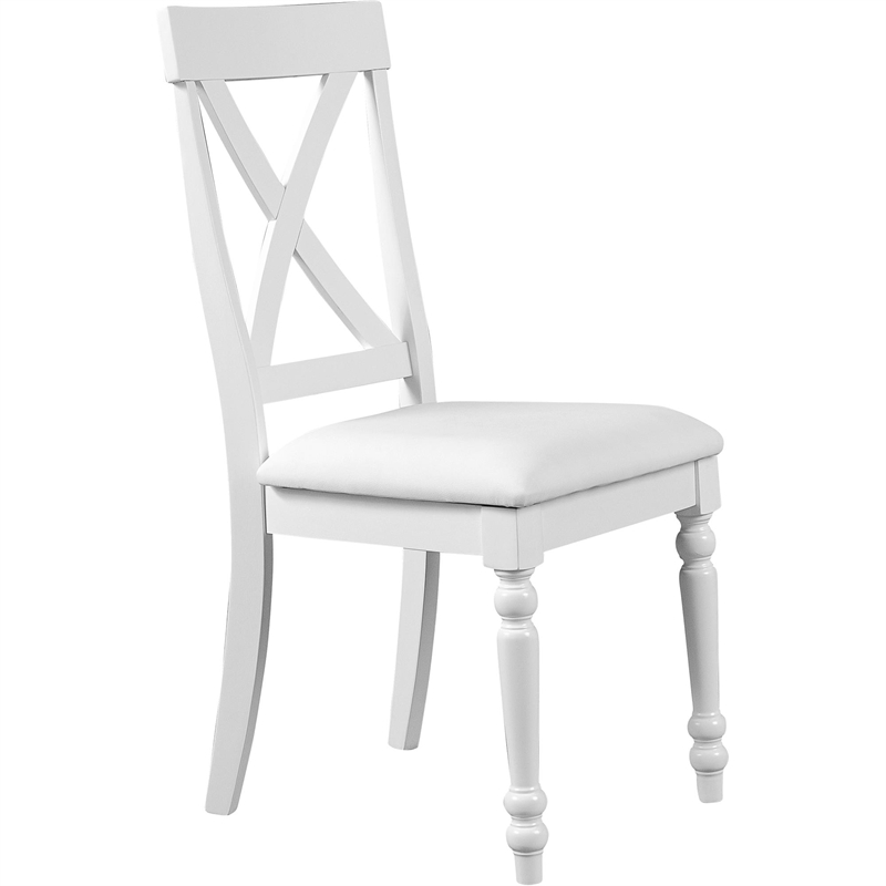 Philippe Upholstered Faux Leather Dining Chair (Set of 2) White with Cross Back