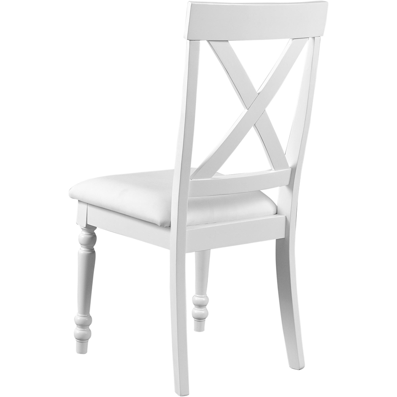 Philippe Upholstered Faux Leather Dining Chair (Set of 2) White with Cross Back