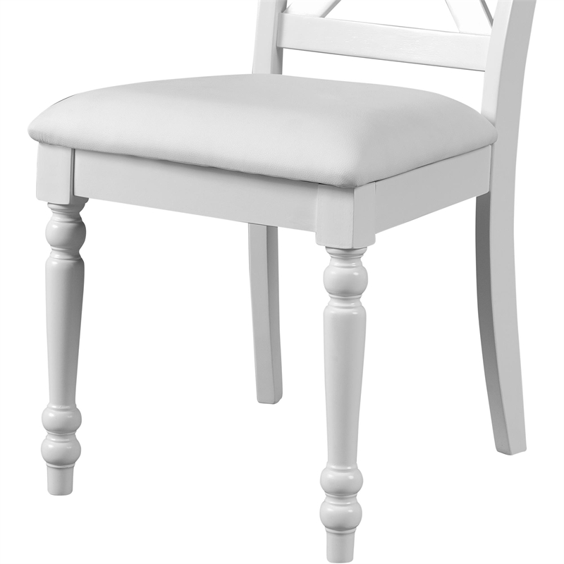 Philippe Upholstered Faux Leather Dining Chair (Set of 2) White with Cross Back