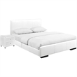 Hindes Upholstered Platform Bed White Queen with 1 Nightstand