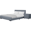 Hindes Upholstered Platform Bed Gray Queen with 1 Nightstand