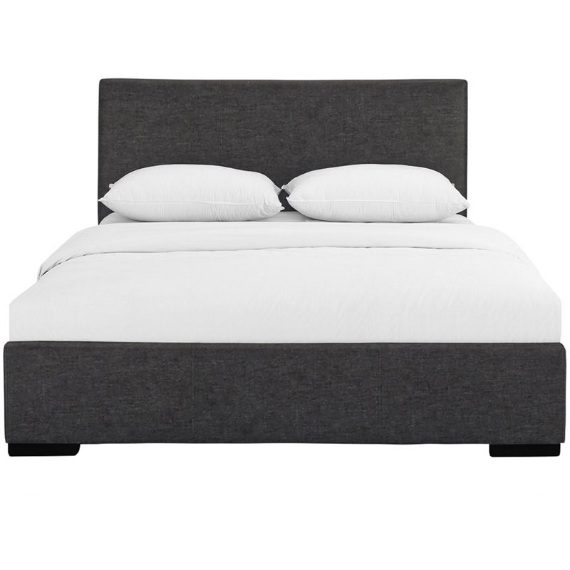 Hindes Upholstered Platform Bed Gray King with 1 Nightstand