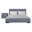 Hindes Upholstered Platform Bed Gray King with 1 Nightstand