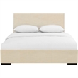 Hindes Upholstered Platform Bed Beige Queen with 1 Nightstand