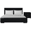 Hindes Upholstered Platform Bed Black Upholstered Queen with 1 Nightstand