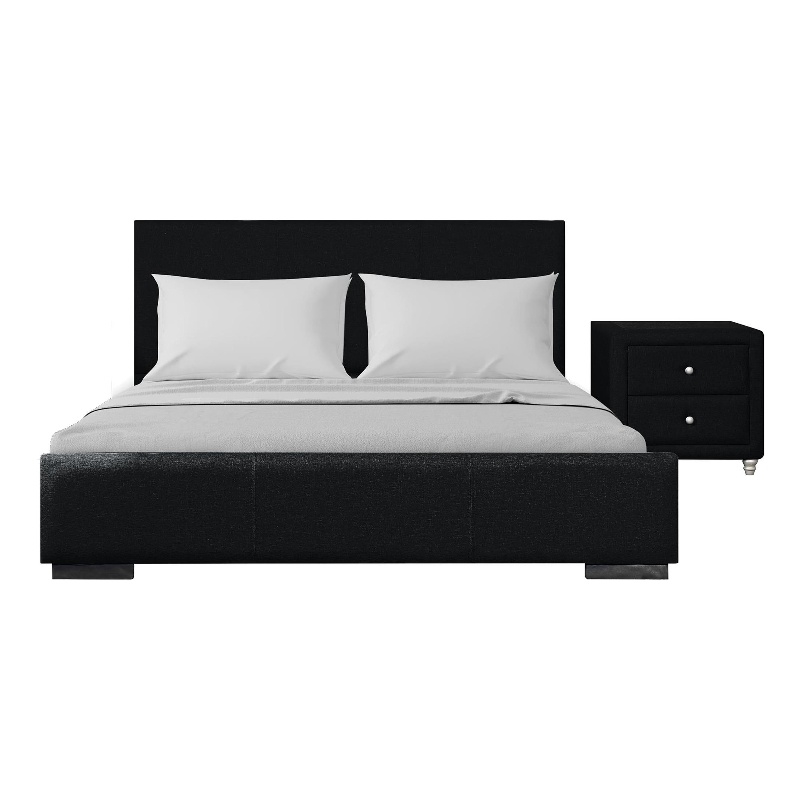 Hindes Upholstered Platform Bed Black Upholstered Twin with 1 Nightstand