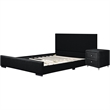 Hindes Upholstered Platform Bed Black Upholstered Full with 1 Nightstand