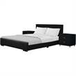 Hindes Upholstered Platform Bed Black Upholstered King with 2 Nightstands