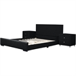 Hindes Upholstered Platform Bed Black Upholstered King with 2 Nightstands