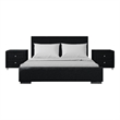 Hindes Upholstered Platform Bed Black Upholstered King with 2 Nightstands