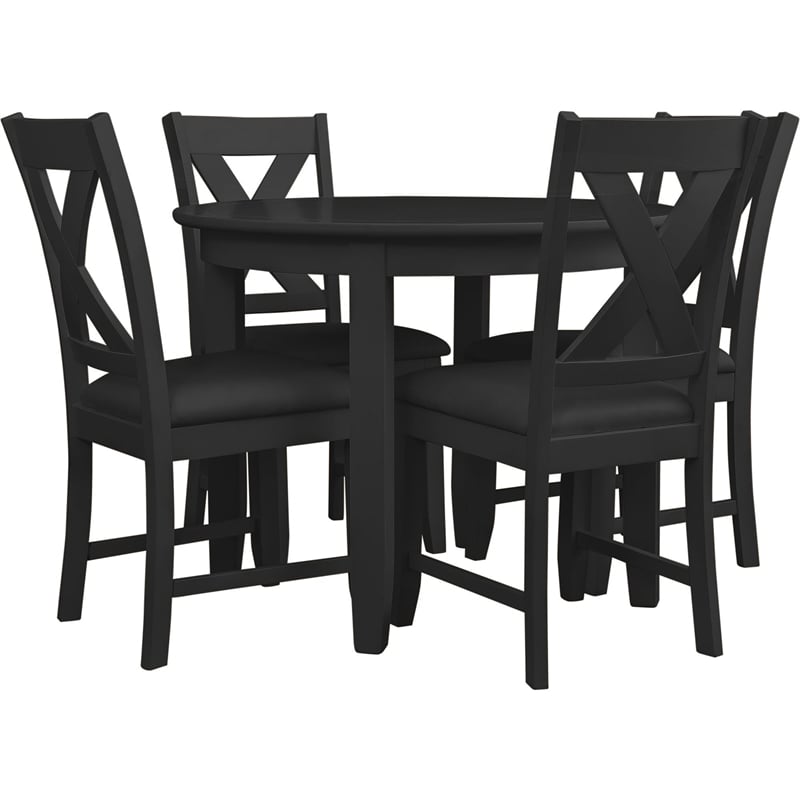 Kendal 5 Piece Dining Set Black Round Table