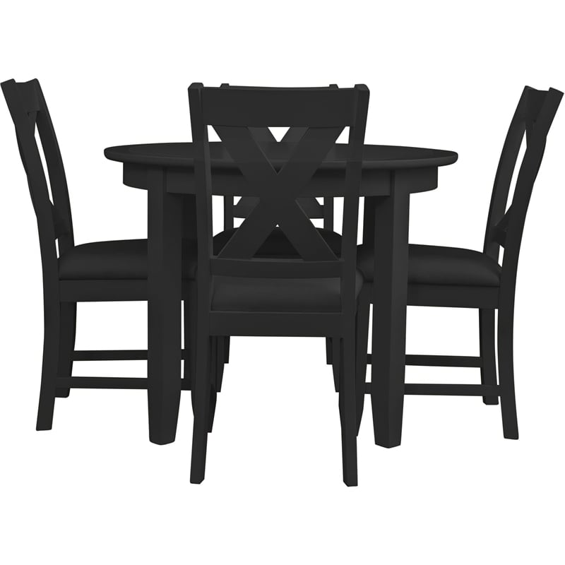 Kendal 5 Piece Dining Set Black Round Table
