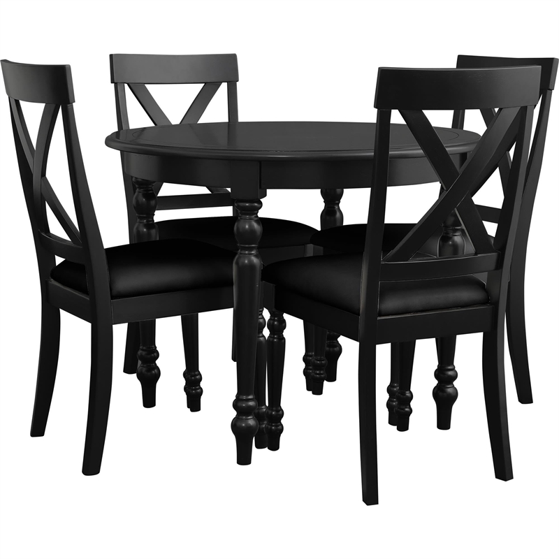 Philippe 5 Piece Dining Set Black Round