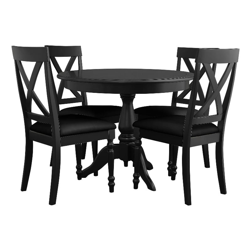 Philippe 5 Piece Dining Set Black Pedestal