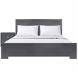 Trent Wooden Platform Bed in Charcoal Full with 1 Nightstand