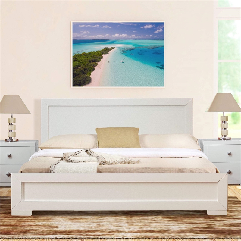 Trent Wooden Platform Bed in Charcoal Full with 1 Nightstand