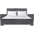 Trent Wooden Platform Bed in Charcoal Queen with 2 Nightstands