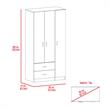 TUHOME Austral 3 Door Armoire Engineered Wood Armoires in  White