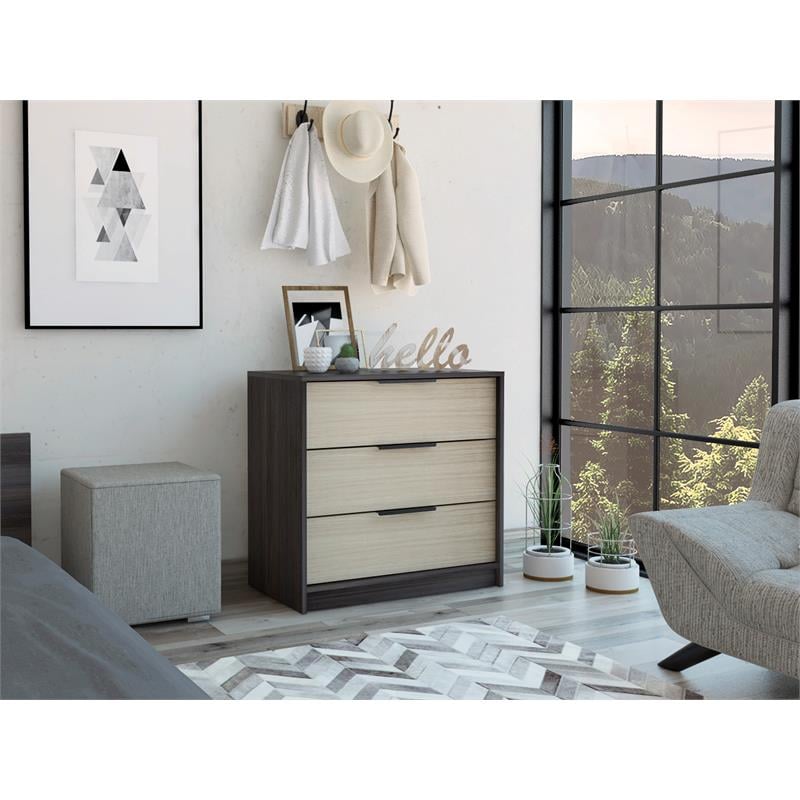 TUHOME Kaia 3 Drawers Dresser Engineered Wood Dressers in  Multi-color